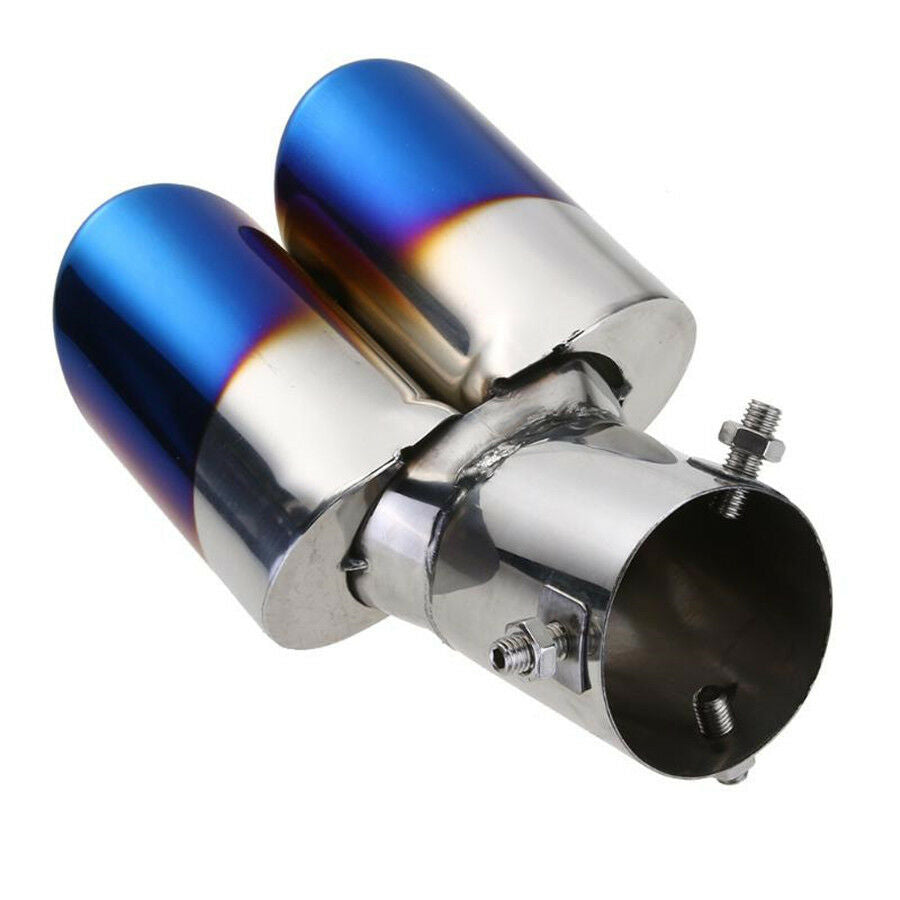 Car Stainless Steel Blue Burnt Three-color Exhaust Muffler Dual Pipe Tail Tip