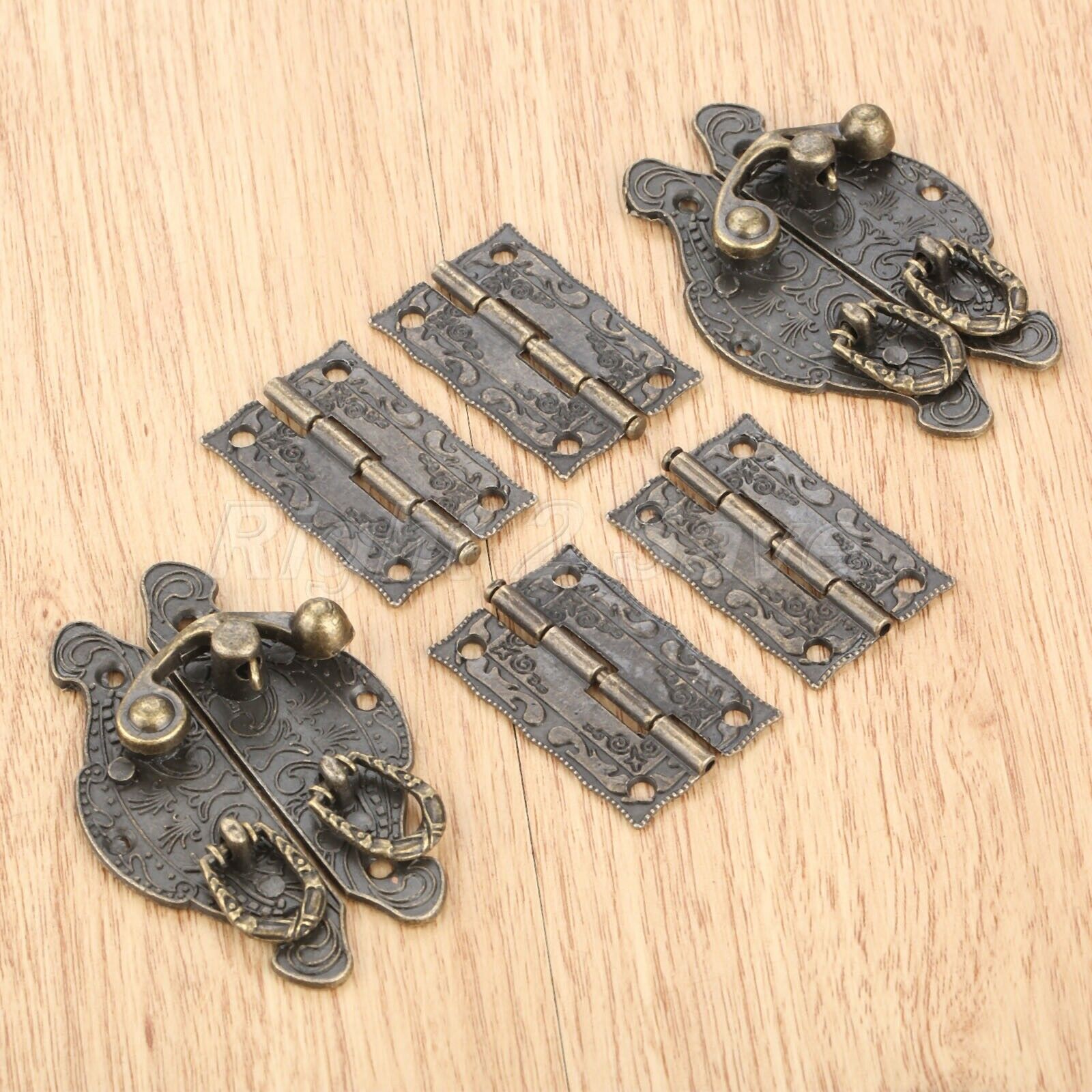 59*39mm Unique Amboss Suitcase Jewelry Box Latch Clasps Trinket w/ 4pcs Hinges