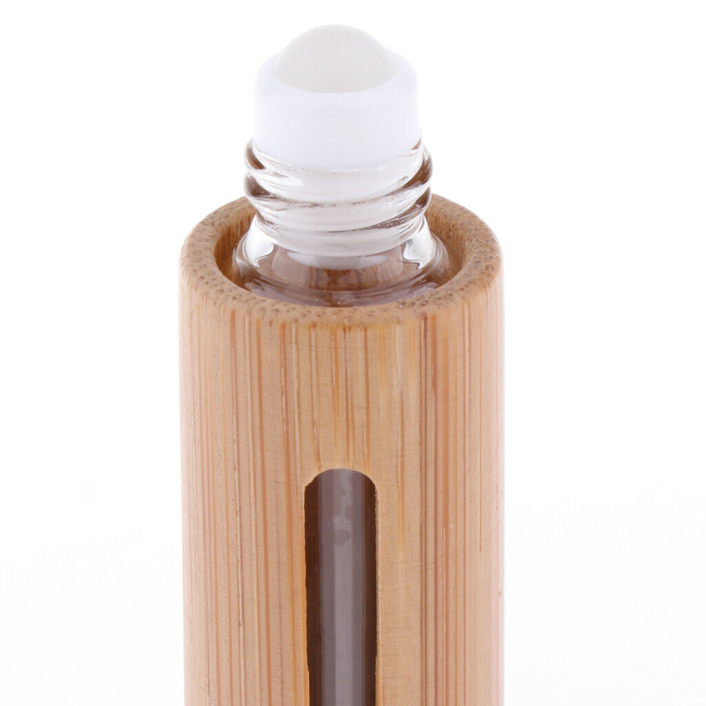 Portable Empty Bamboo Roller Bottles Refillable Essential Oil Container