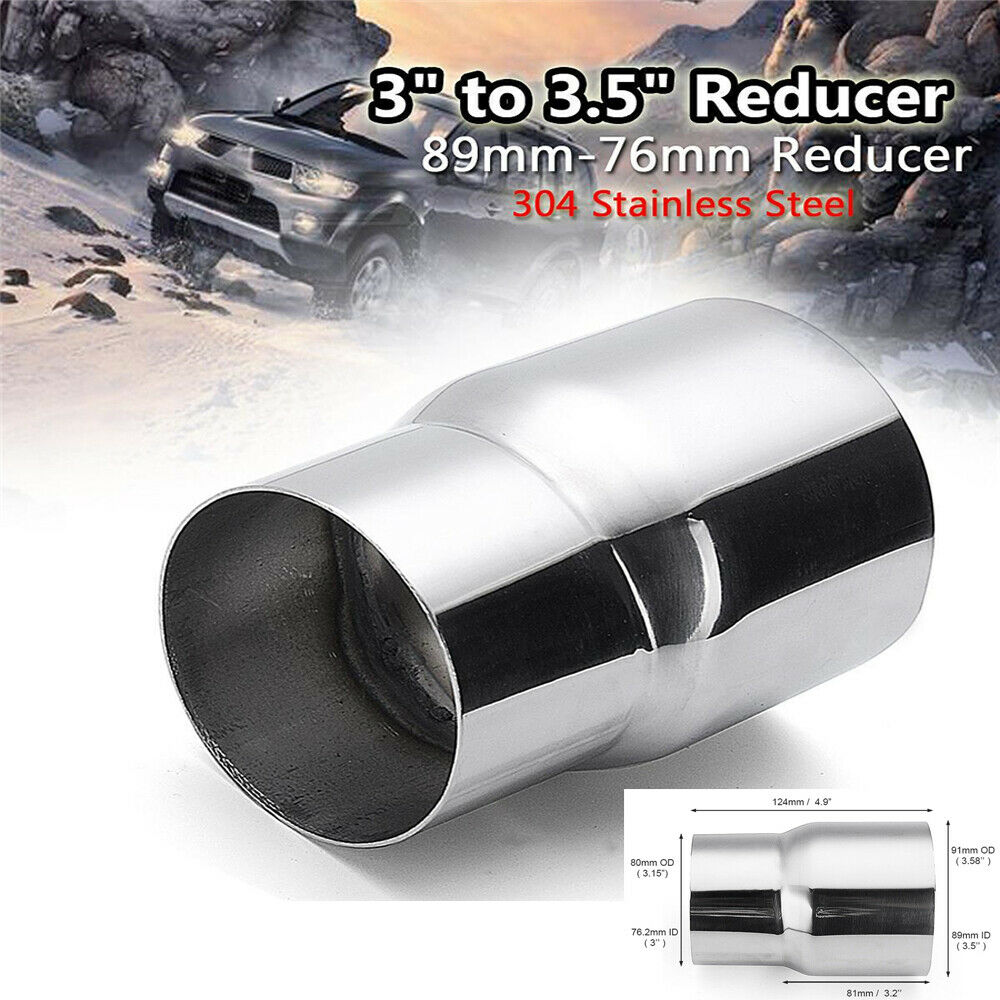 3.5" ID to 3" ID Car Exhaust Pipe Adapter Chrome Stainless Steel Universal