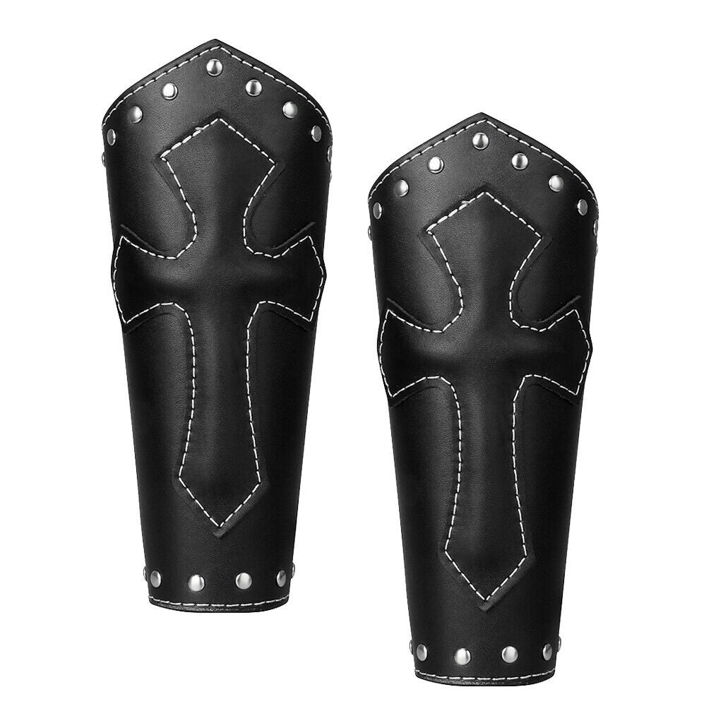 2pack of Faux Leather Arm Guard Medieval Knight Bracers Adjustable Wrist Band