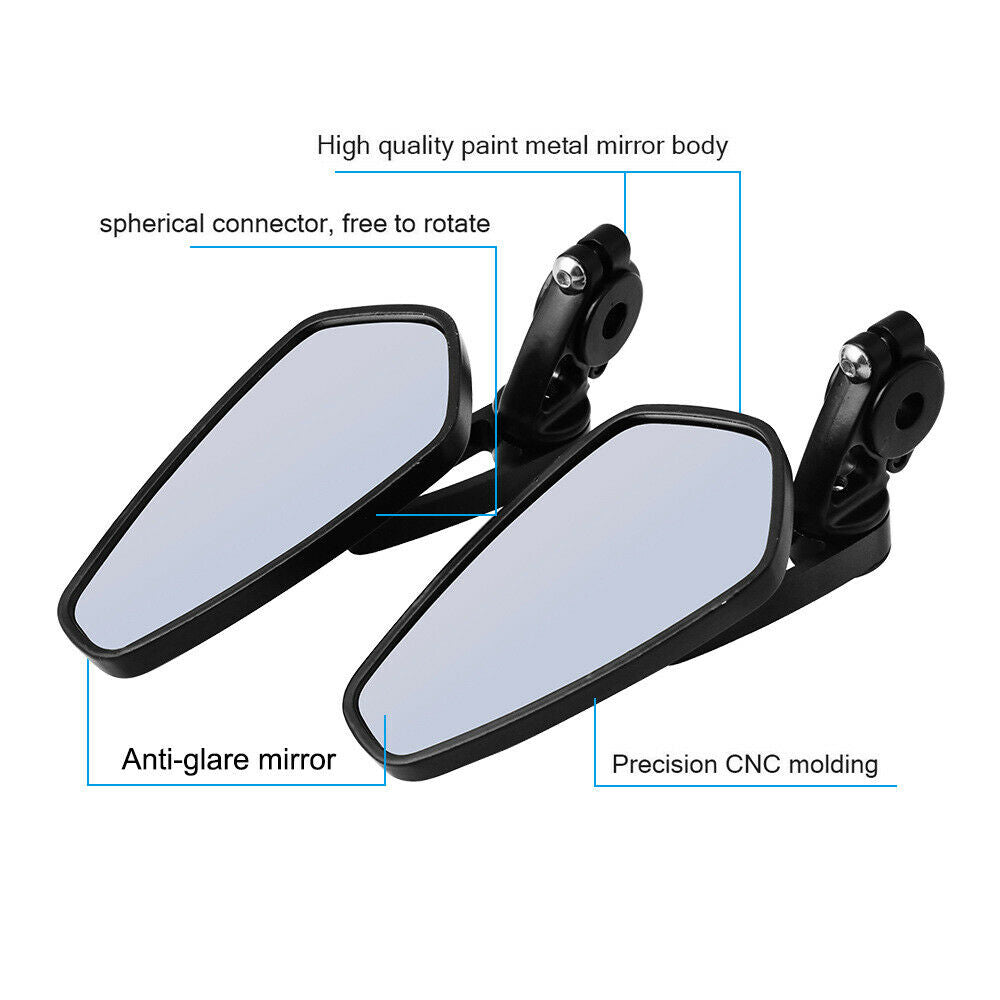 7/8" 22mm Universal Motorcycle Rear View Handle Bar End Side Rearview Mirrors