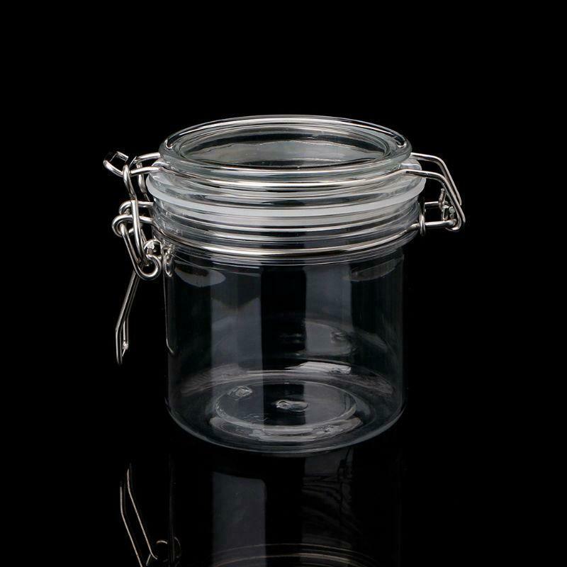 500ML Plastic Round Clip Top Storage Jar With Airtight Seal Lid Kitchen Food