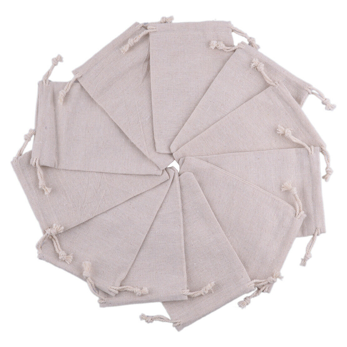 10x Linen Burlap Drawstring Sack Jute Pouch Gift Bags Wedding Favor 15 x 10cm An