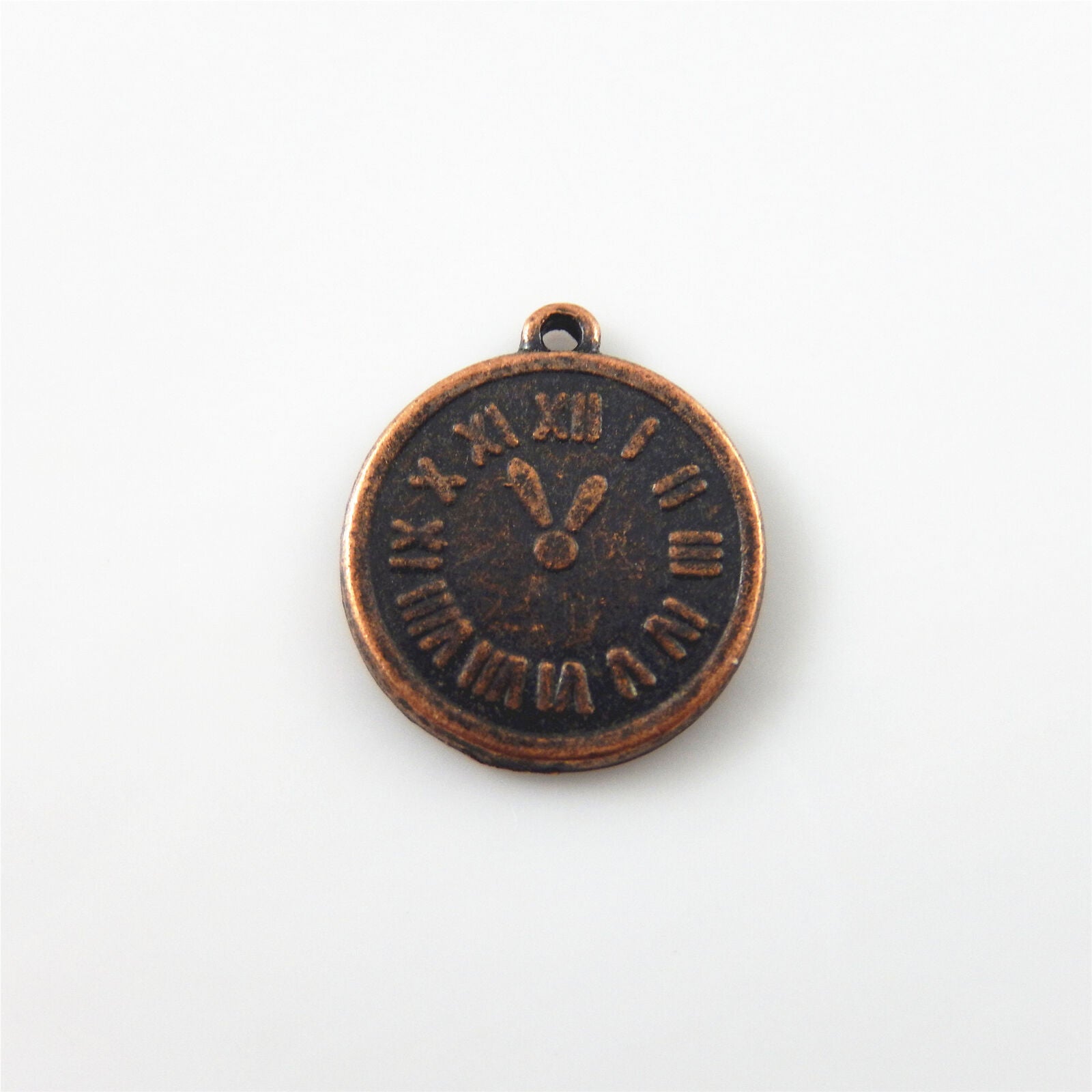 25 pcs Copper Red Color Clock Shaped Pendant Charm 11mm Jewelry Accessories DIY