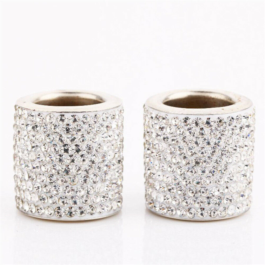 4 Pcs Stylish Classy White Rhinestone decorative Ring Car Interior Accessories