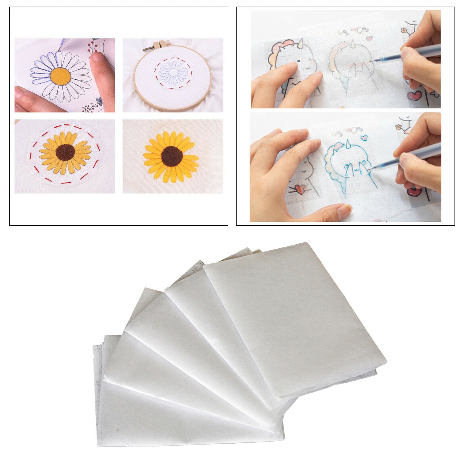 5x water-soluble stick stabilizer tracing paper for machine embroidery