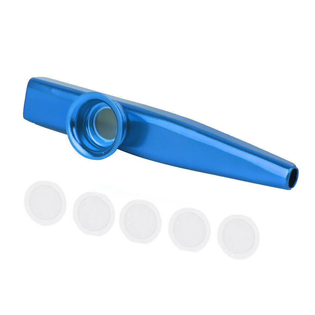 Portable 2Pcs Golden Blue Metal Kazoo Mouth Flute Mini Kids Wind Instrument