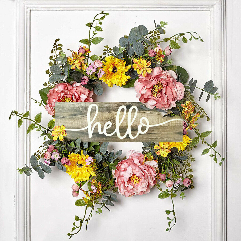 Hello Painted Wood Plaque DIY Farmhouse Home Decor for Door Cafe