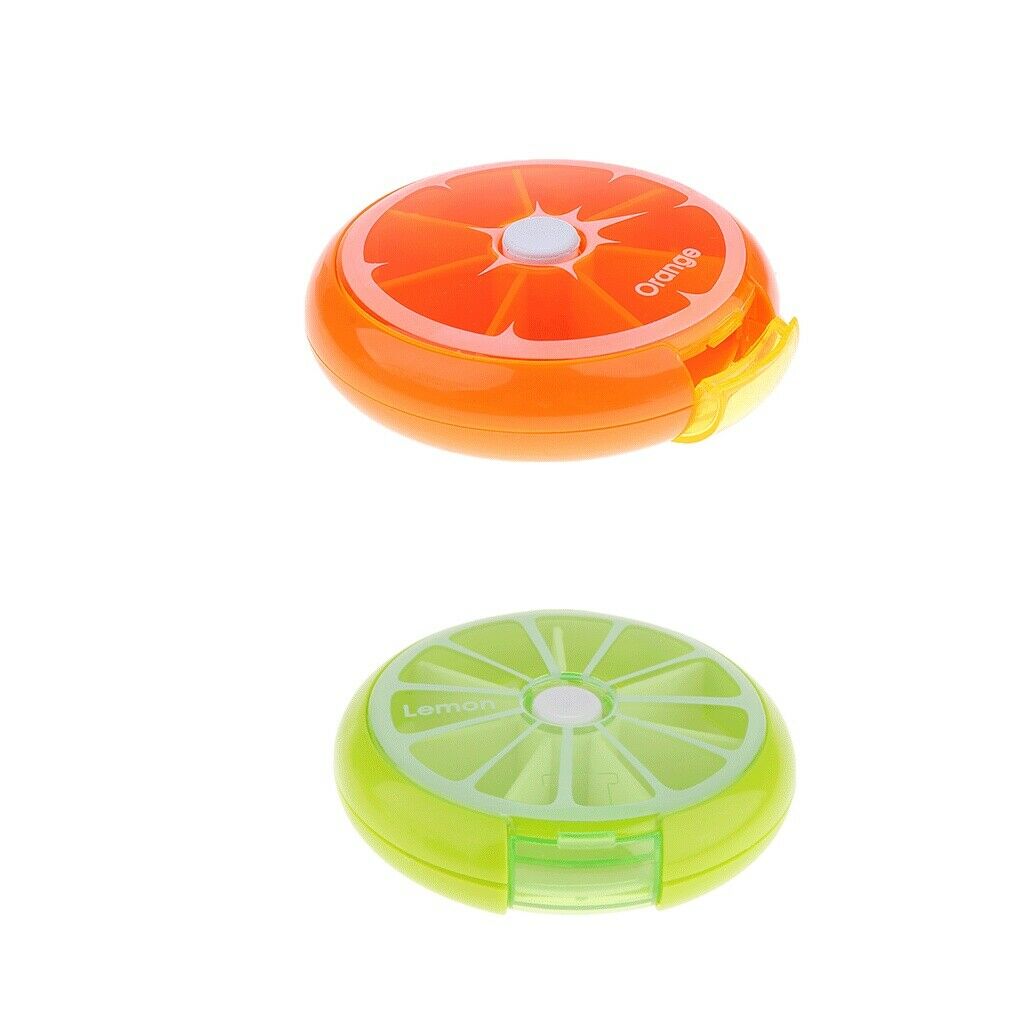 2 Pieces Rotary Pill Box Mini Medicine Candy Gum Travel Storage Case Cute