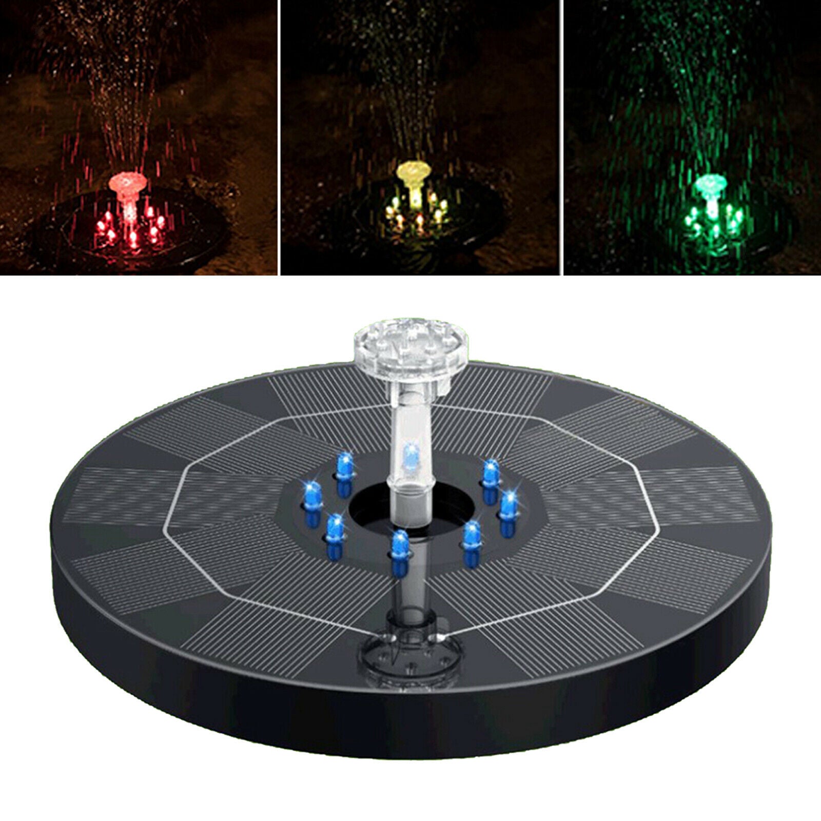 Outdoor Solar Powered Fountain Water Pump with 6 Nozzles for Pond Plants