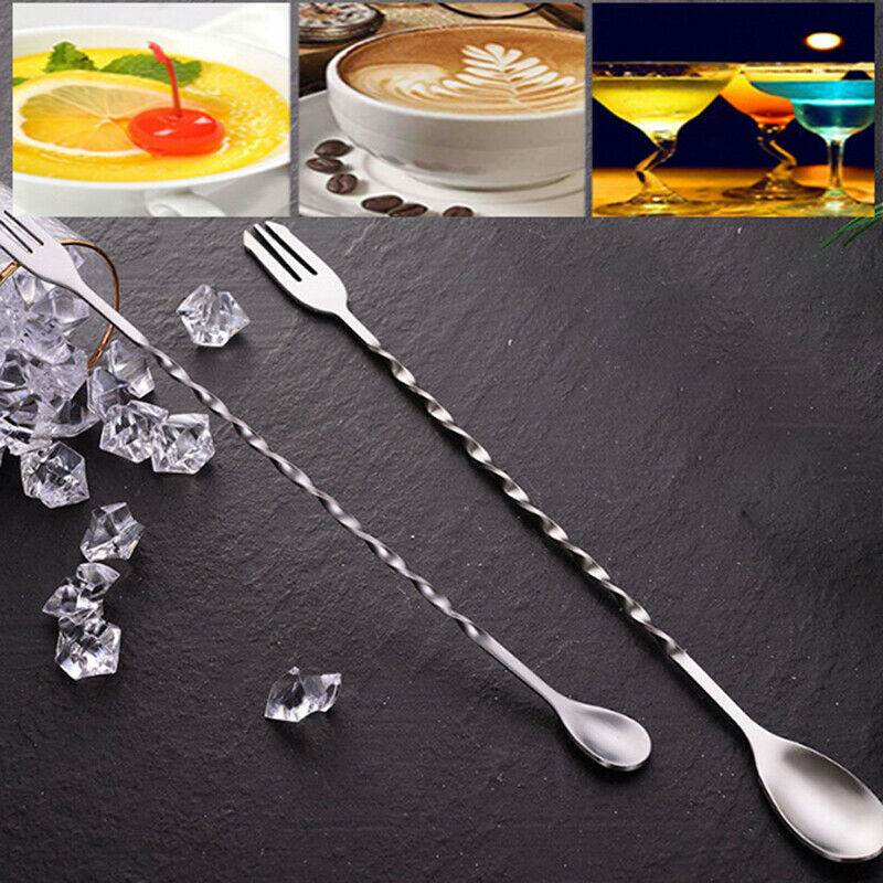 2pcs long handle mixing spoon stainless steel bar cocktail spoon twisted .l8