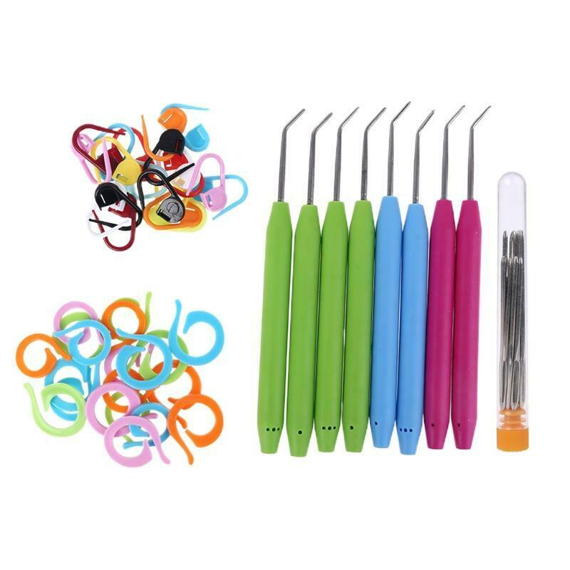 Knitting Loom Hook Crochet with Large-Eye Sewing Needles Stitch Counter Marker