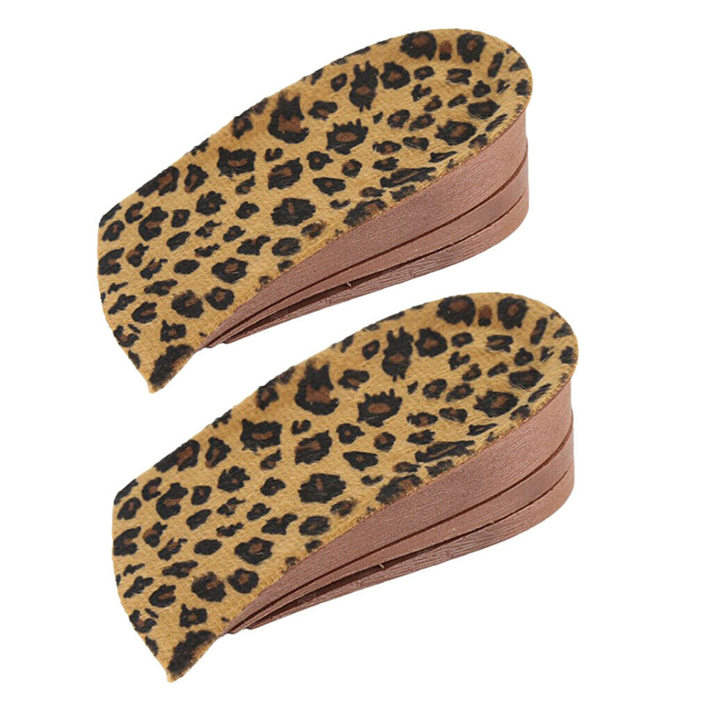 1 Pair PVC Height Increase Lift Insoles Cushion For Men Women Leopard Print