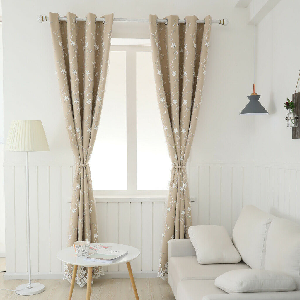Double Layer Curtain  Bedroom Window Drape Decoration 107x160cm
