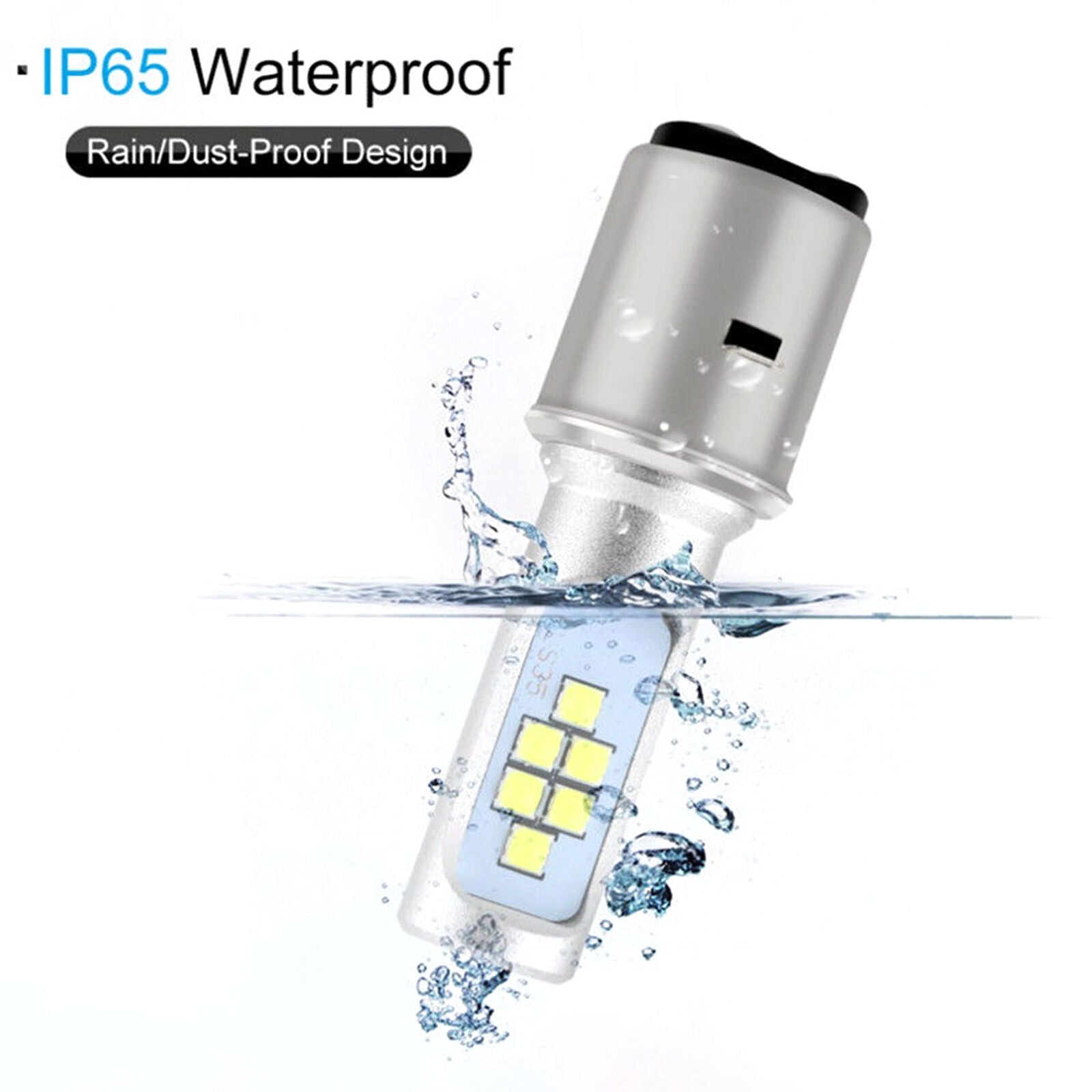 8W Scooter BA20D 12SMD LED Hi/Lo Beam Moped ATV Motorcycle Headlight Fog Bulb