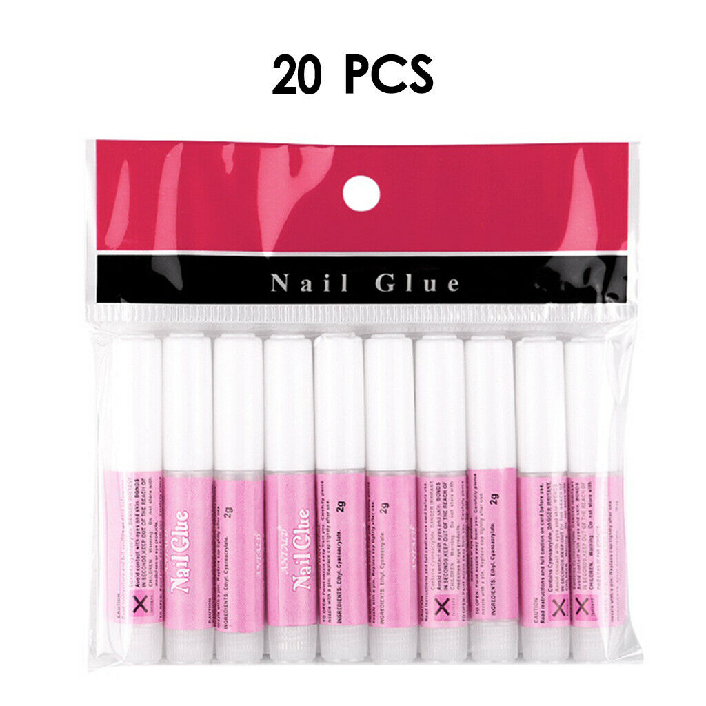 20Packs 2g Nail Art Glue Clear Strong Adhesive French False Tips Manicure