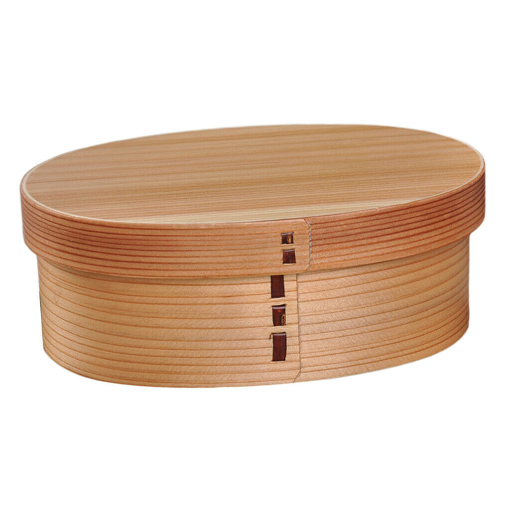 Natural Wooden 1 Tier Lunch Box Food Sushi Container Portable Japanese Style
