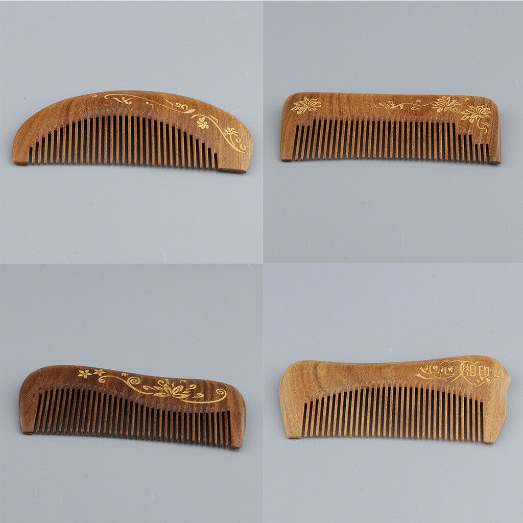 Wide Tooth Natural Wooden Hair Comb Anti-static Massage Detangler Comb Character