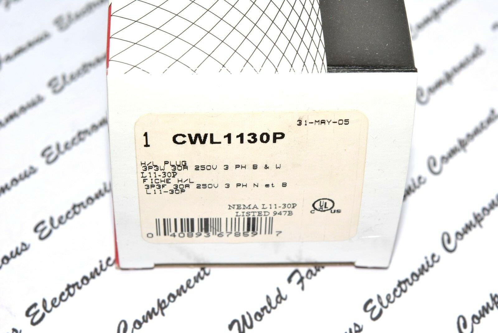 1pcs - COOPER CWL1130P NEMA L11-30 30A 250V Twist Hart-Lock Locking Plug