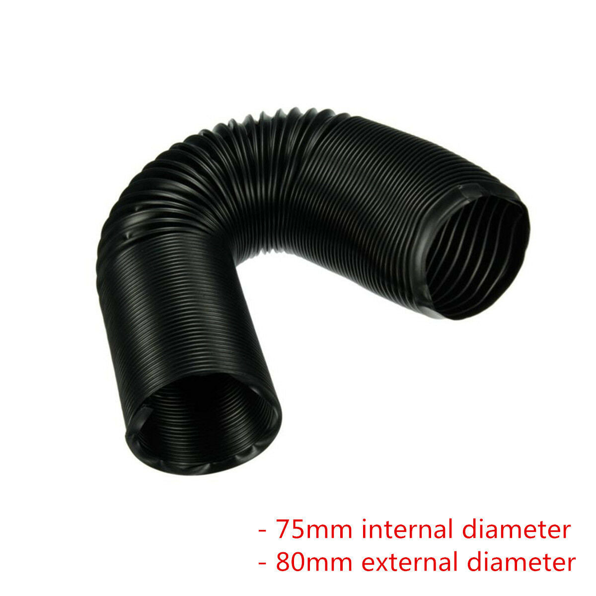 1m 80mm Black Flexible Cold Air Intake Hose Ducting Feed Pipe For Car Air Filter