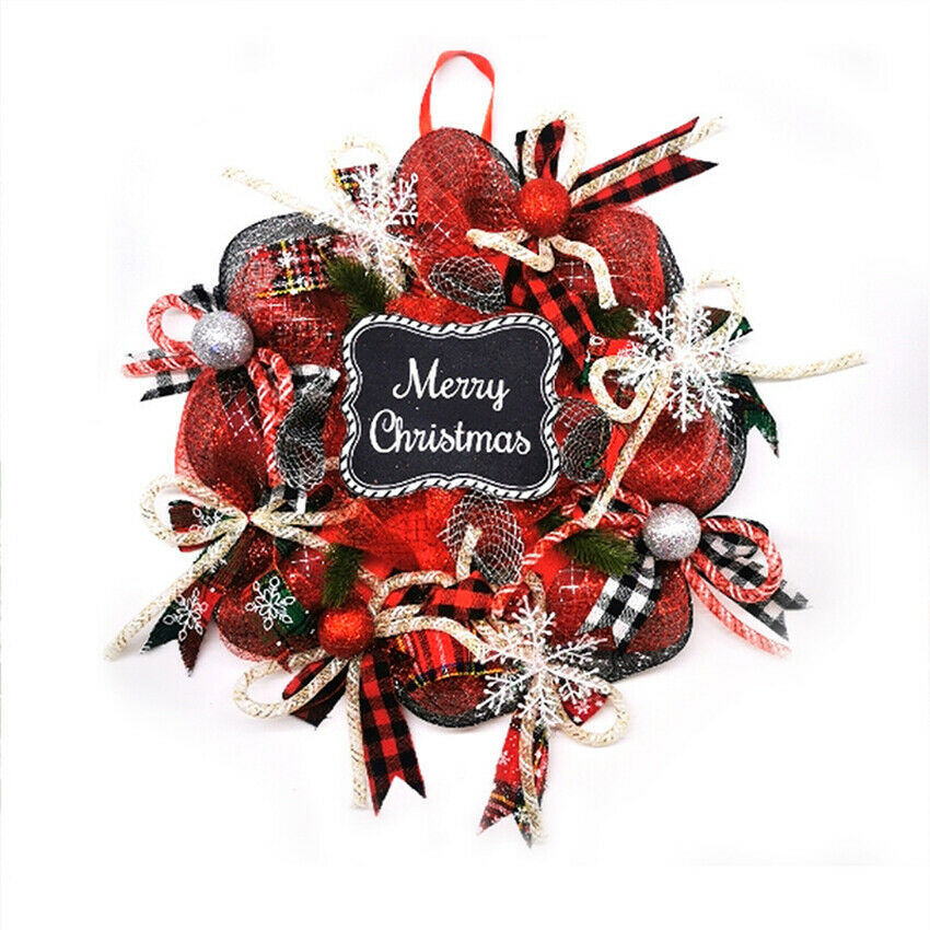 Christmas Tree Wreath Door Hanging Flower Garland Window Wall Ornamen Xmas Decor