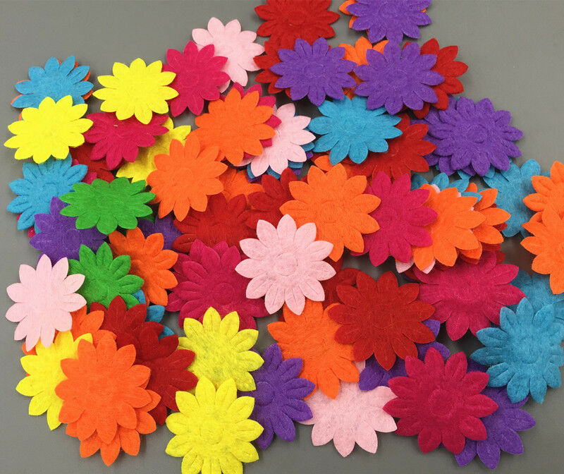 DIY 200pcs Felt Flowers Mixed Colors Appliques Craft Cardmaking decoration 33mm