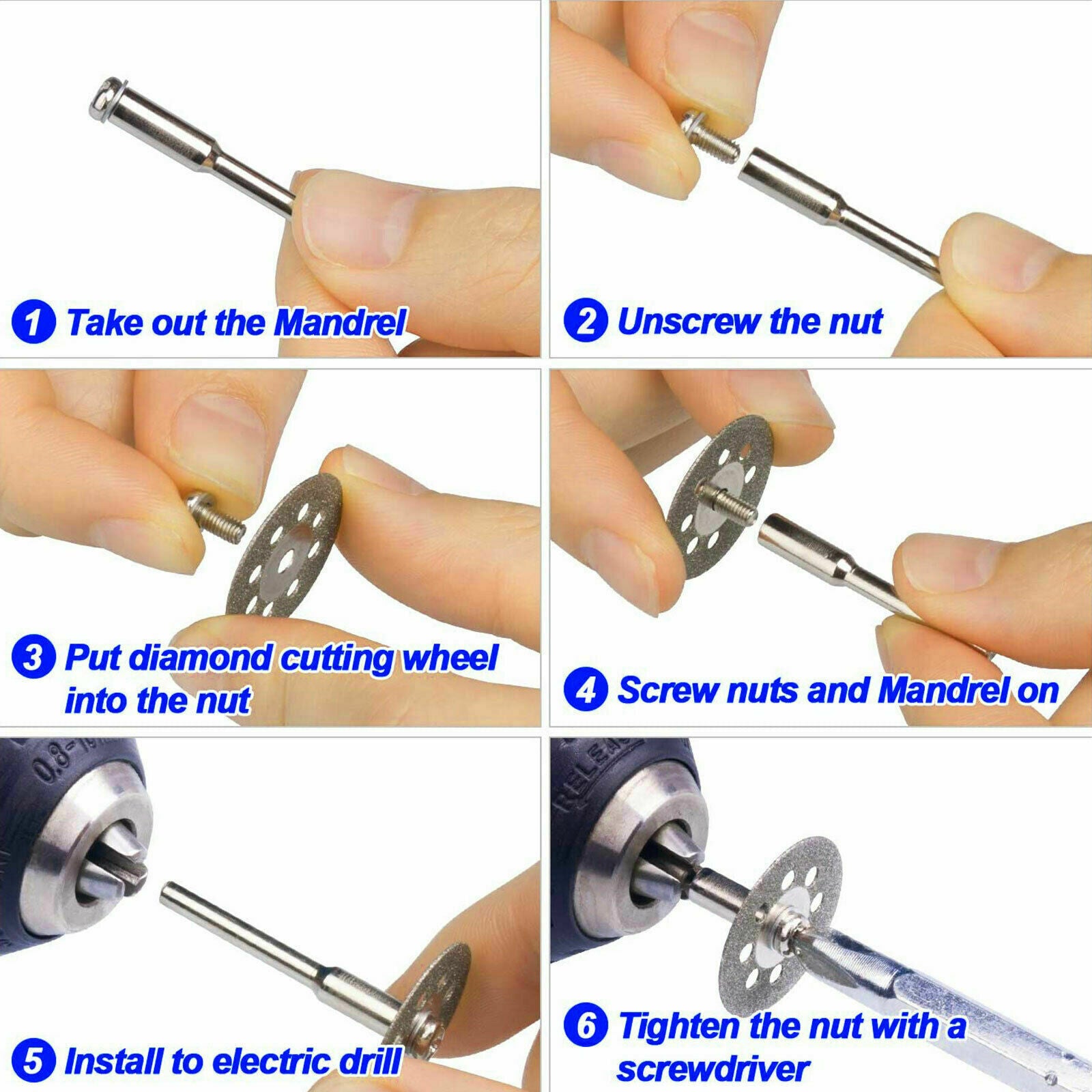 50Pc Cutting Wheel Set Mini Drill for Dremel Rotary Tool Accessories w/ Mandrel