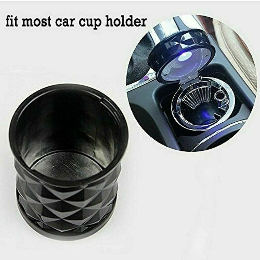 Car Truck LED Cigarette Smoke Ashtray Ash Tray Cylinder Holder Cup Lid