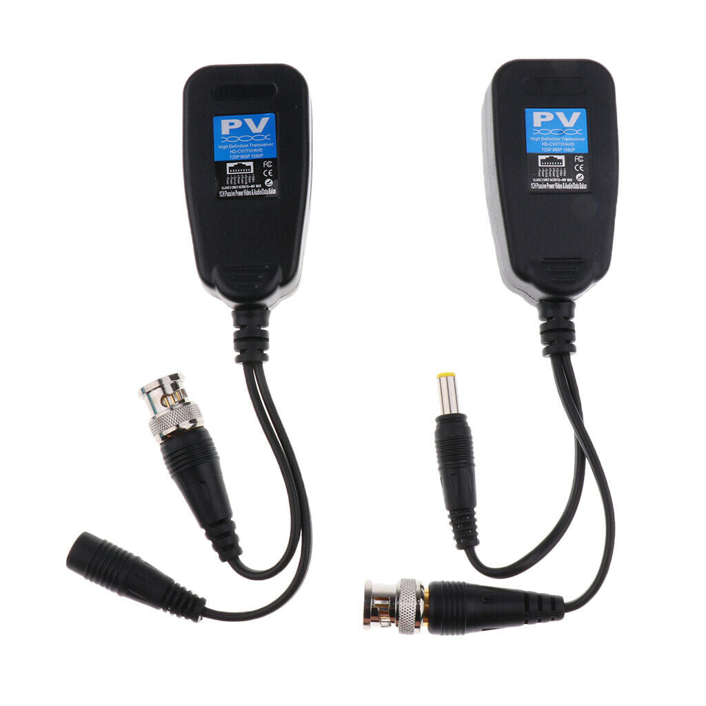 4Pcs CCTV BNC Male to CAT5e 6 RJ45 Connectors Video Power Balun Transceiver