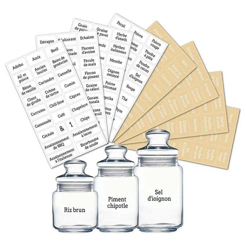 208PCS Kitchen Jars Stickers Cans Kitchen Spice Label Waterproof ResistantFCA