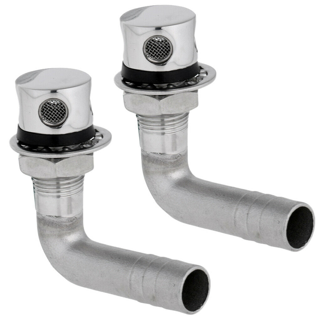 2pcs Stainless Steel Boat Gas Tank Vent 90 Degree Bend For 12mm-15mm Hose