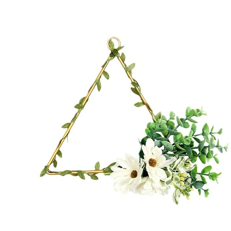 Artificial Floral Hoop Iron Hanging Wreath Garland for Home Office Garden PoX5G7