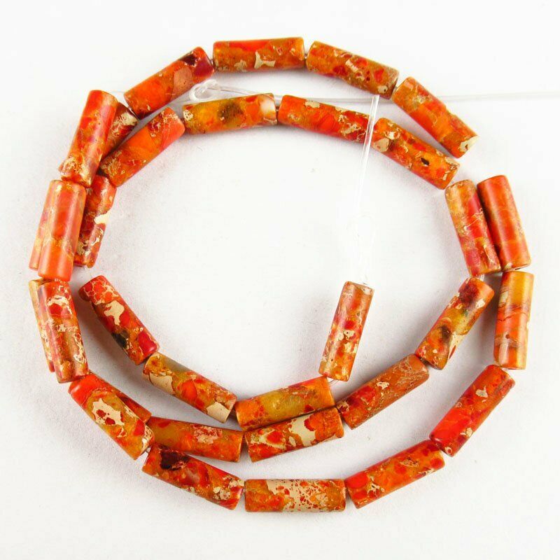 Orange Manmade Sea Sediment Jasper Column Loose Bead 15.5 inch 13x4mm 558DHS