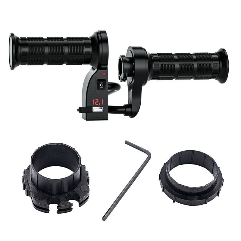 12V Motorcycle Electric Heating Handle w/ Switch Digital Display High Low Temper