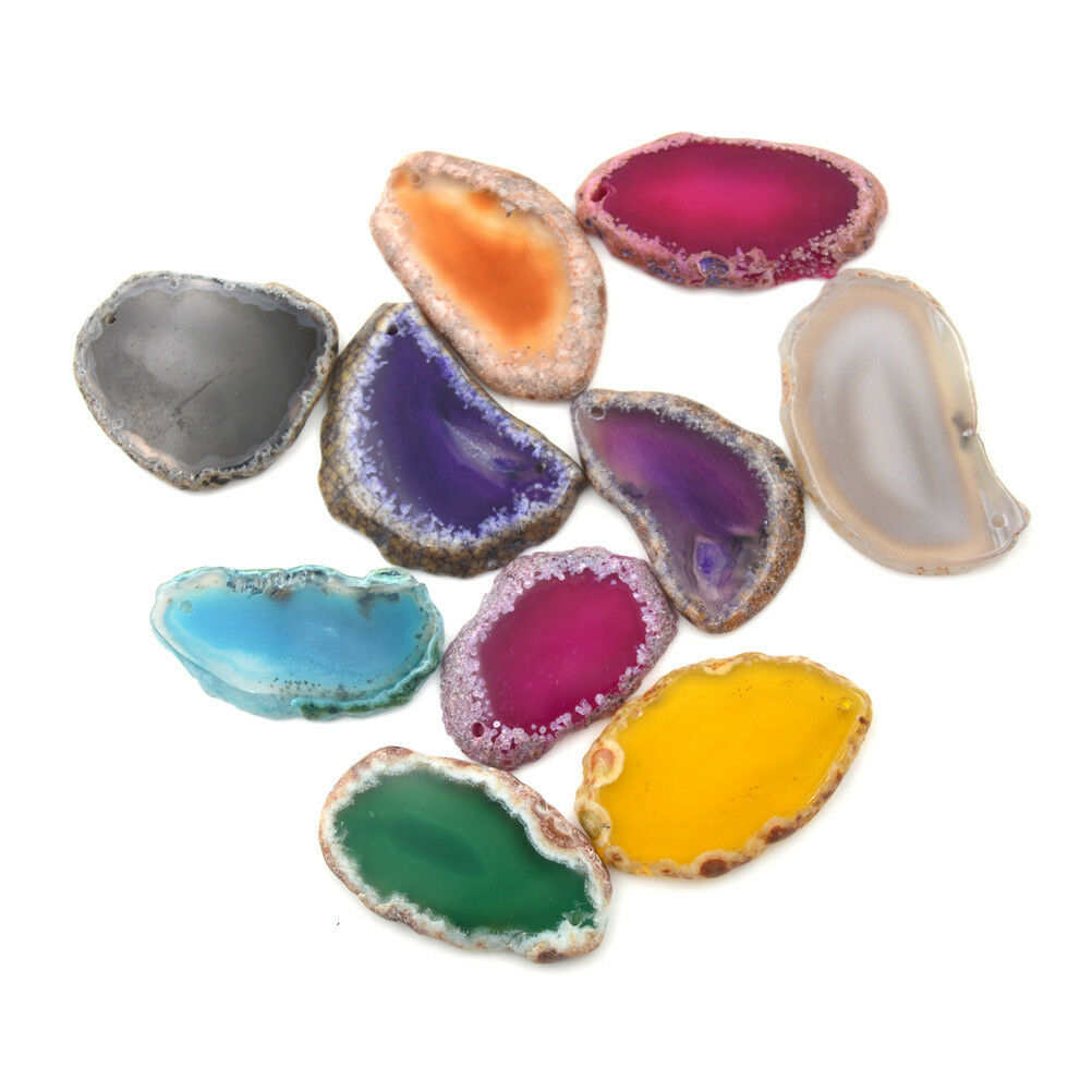 New Natural Agate Slices Geode Polished Slab Brazil Crystal Quartz Ornamen.l8