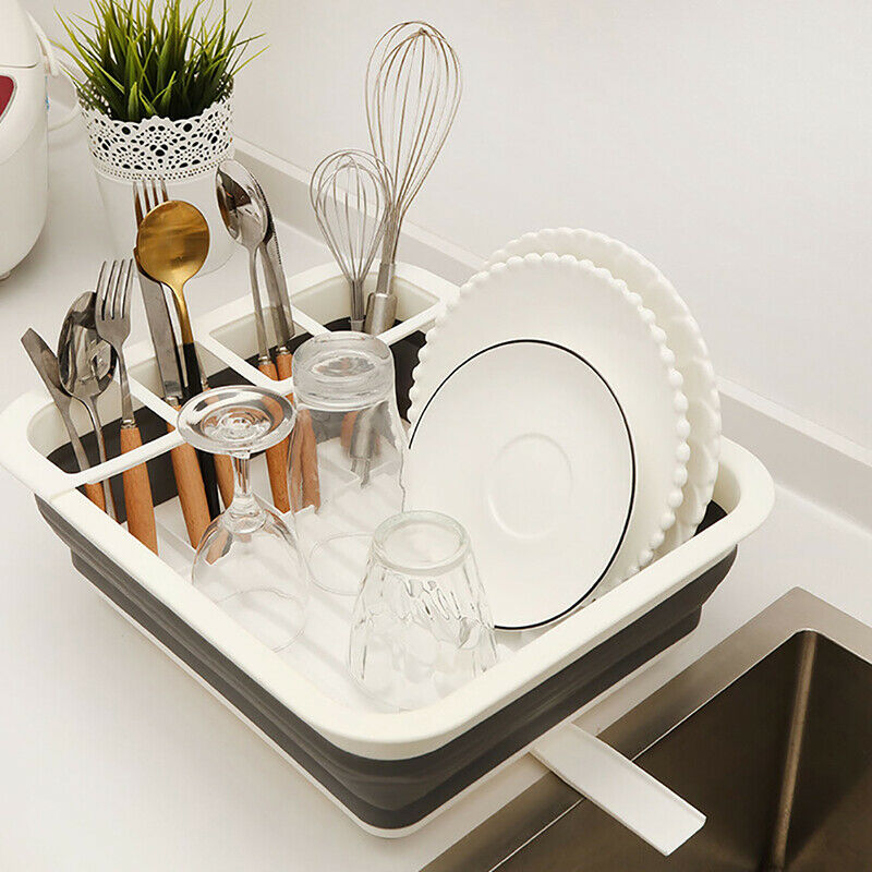 Foldable Dish Rack Kitchen Storage Holder Drainer Bowl Tableware Drying RackBDA