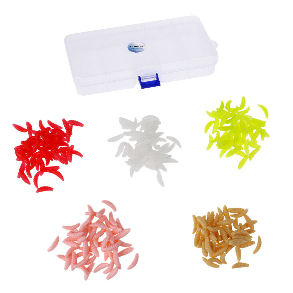250Pcs Soft Silicone Lures Worm Fishing Bass Shad Bait Swim Baits with Box
