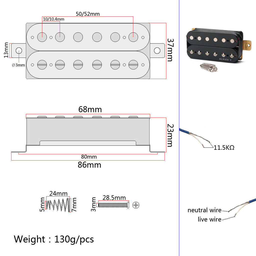 52mm Alnico Magnets Pickup Humbucker Set for SG ST Electric Guitars