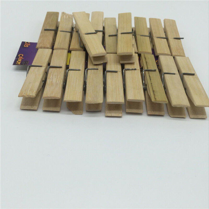 20 Pcs Bamboo Clothespins Laundry Clothes Pins Large Spring Regular Size Nice