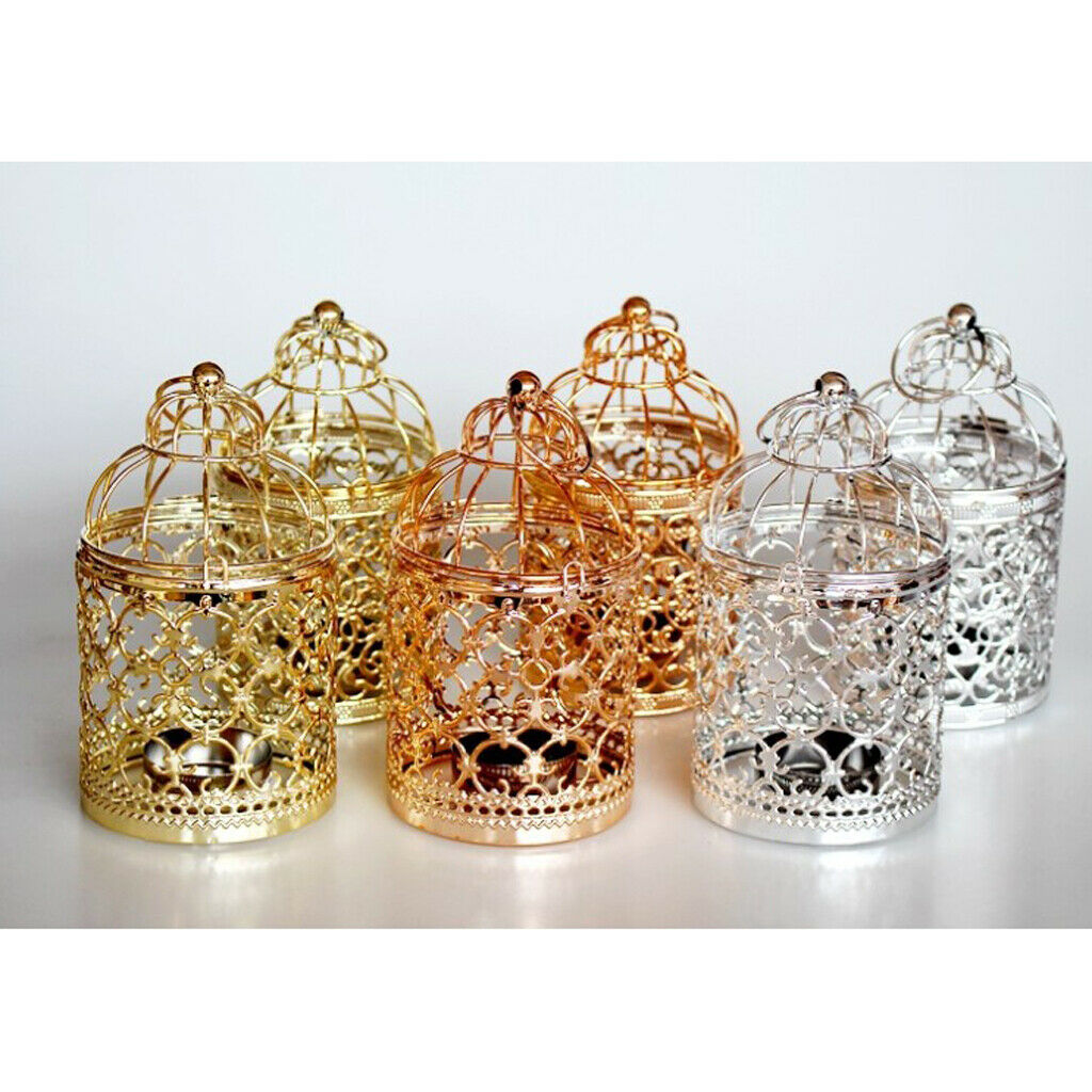 2 x Metal Craft Hollow Flower Pattern Candle Holder Hanging Birdcage Candle