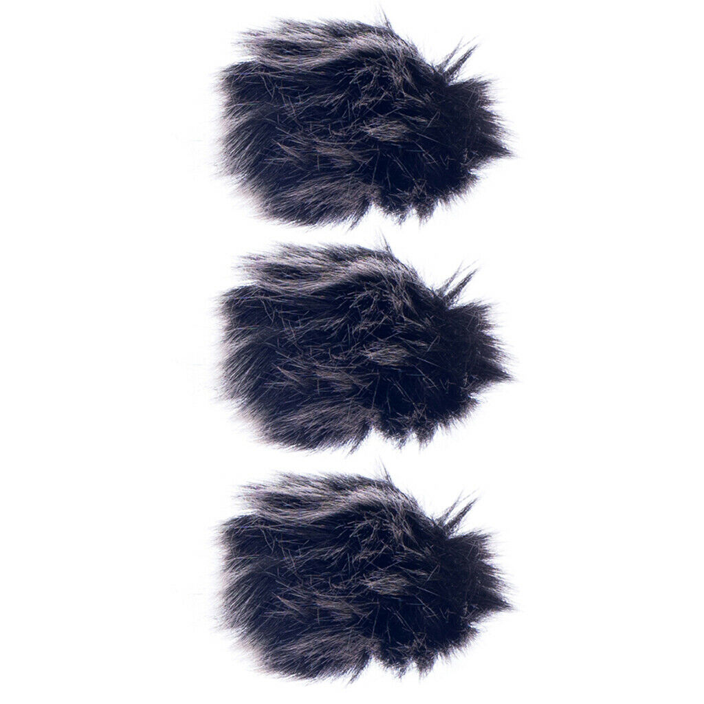 3x Lavalier Lapel Tie Clip Microphone Mic Fur Wind Muff Windscreen Cover