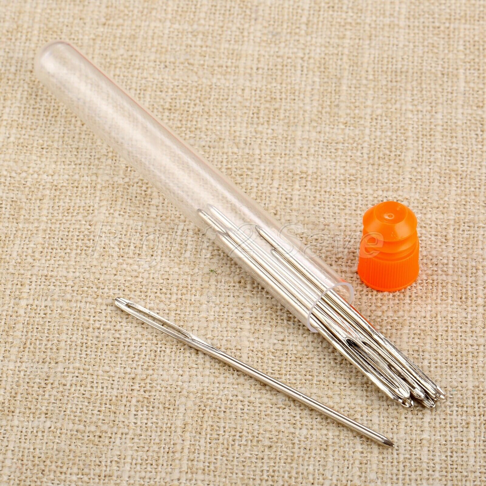 9pcs Large-eye Stainless Steel Sewing Cross Stitch Blunt Needles 3 Size +Bottle