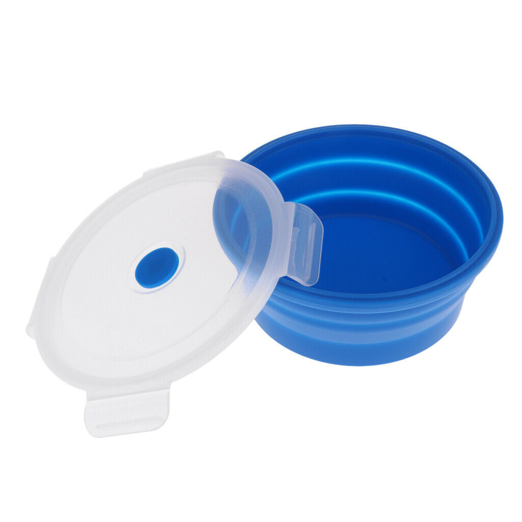 Collapsible Silicone Camping Bowl, Food-grade and BPA-free 400ml Blue