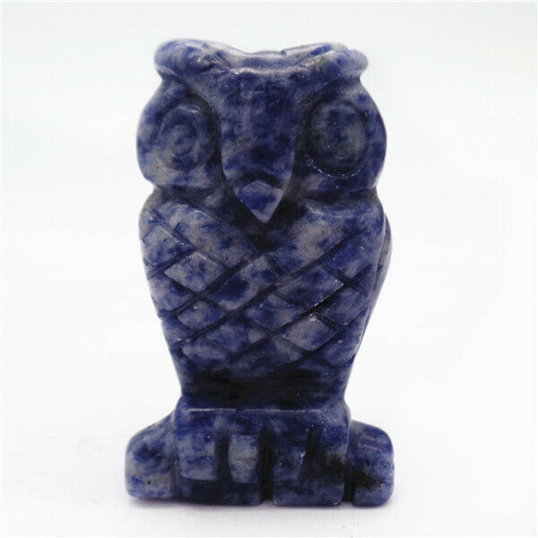 52x28x18mm Natural Blue Sodalite Carved Owl Decoration Statue Home Decor HH7924
