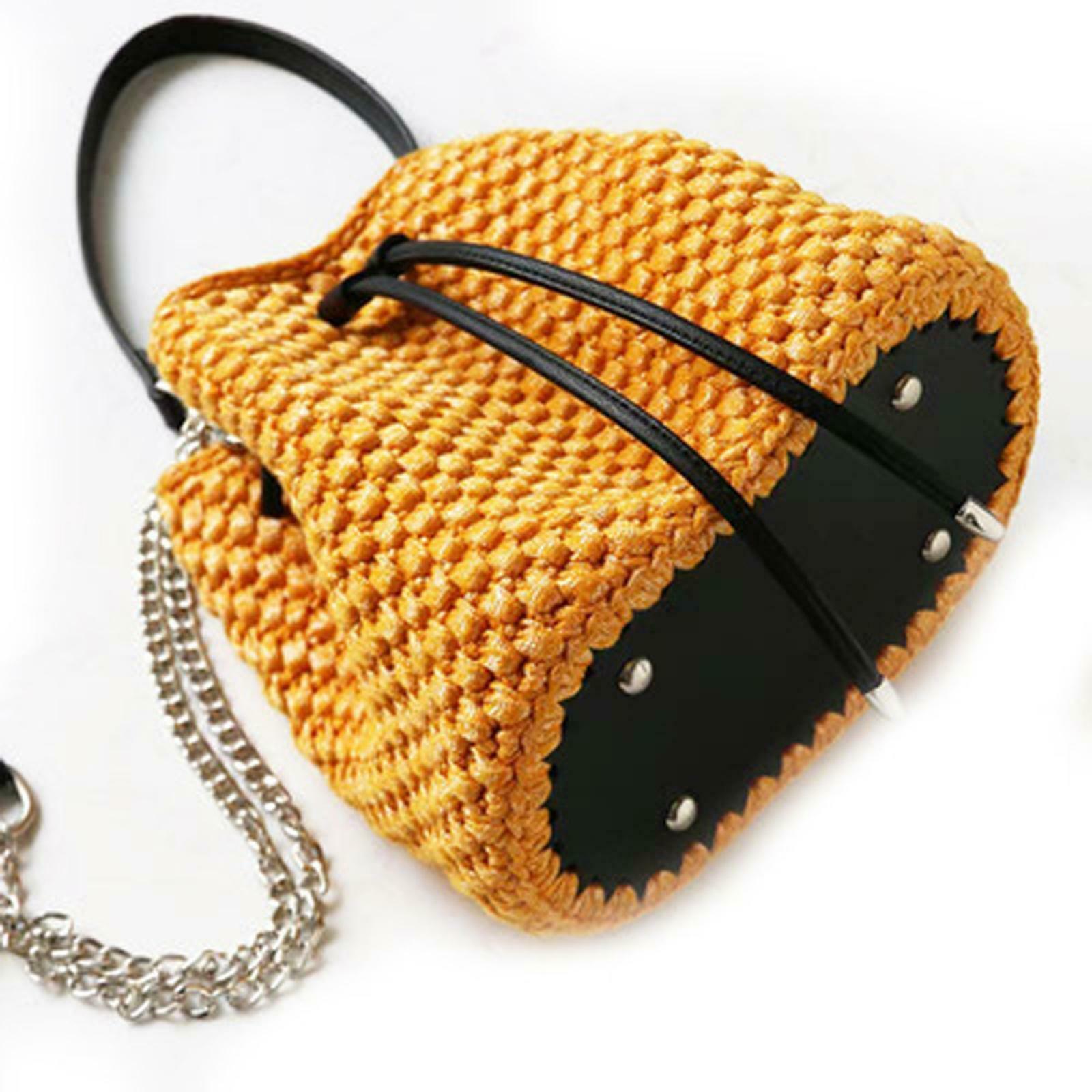 5Pcs/Set PU Leather Crochet Bag Bottom Base Drawstring Strap DIY Bag 8x26cm