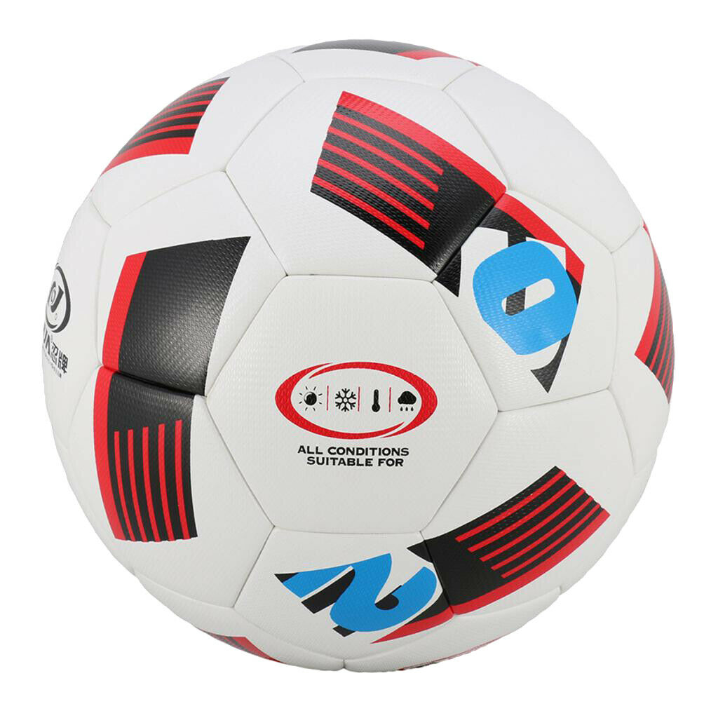 Football Soccer Ball Size 5 Standard PU Indoor Outdoor Training Balls  Red