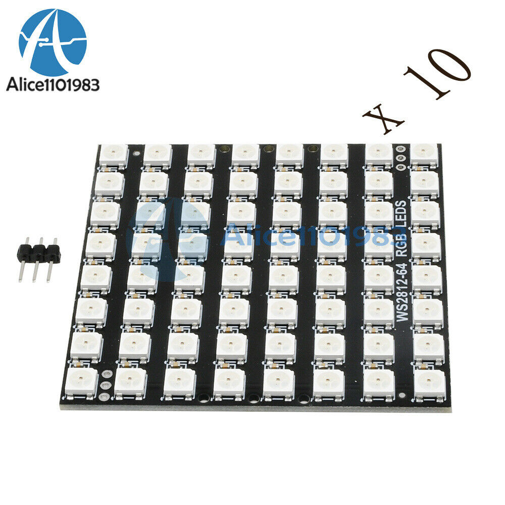 10PCS 64-bit WS2812 5050 RGB LED Development Board w/ Built-in Full-Color Driver