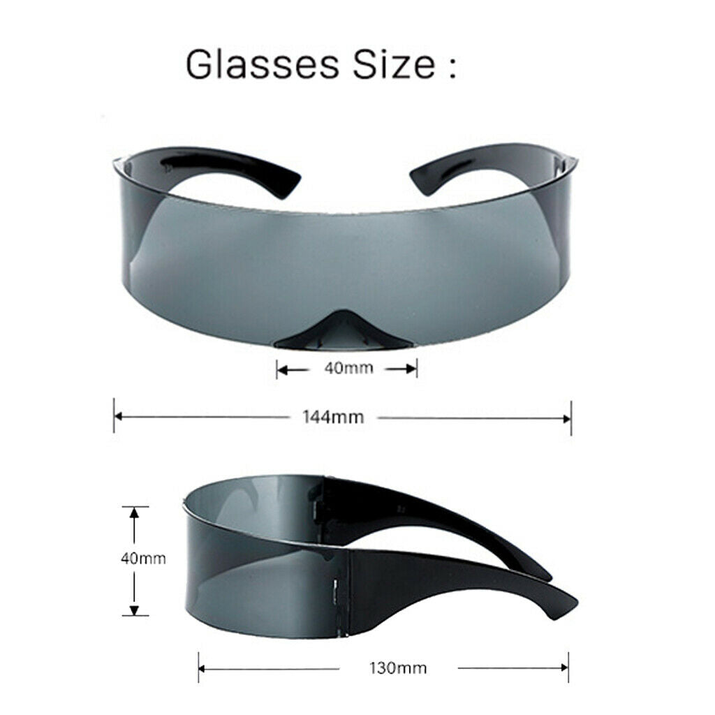 2x Futuristic Wrapped Around Sunglasses   Narrow Glasses Party Props