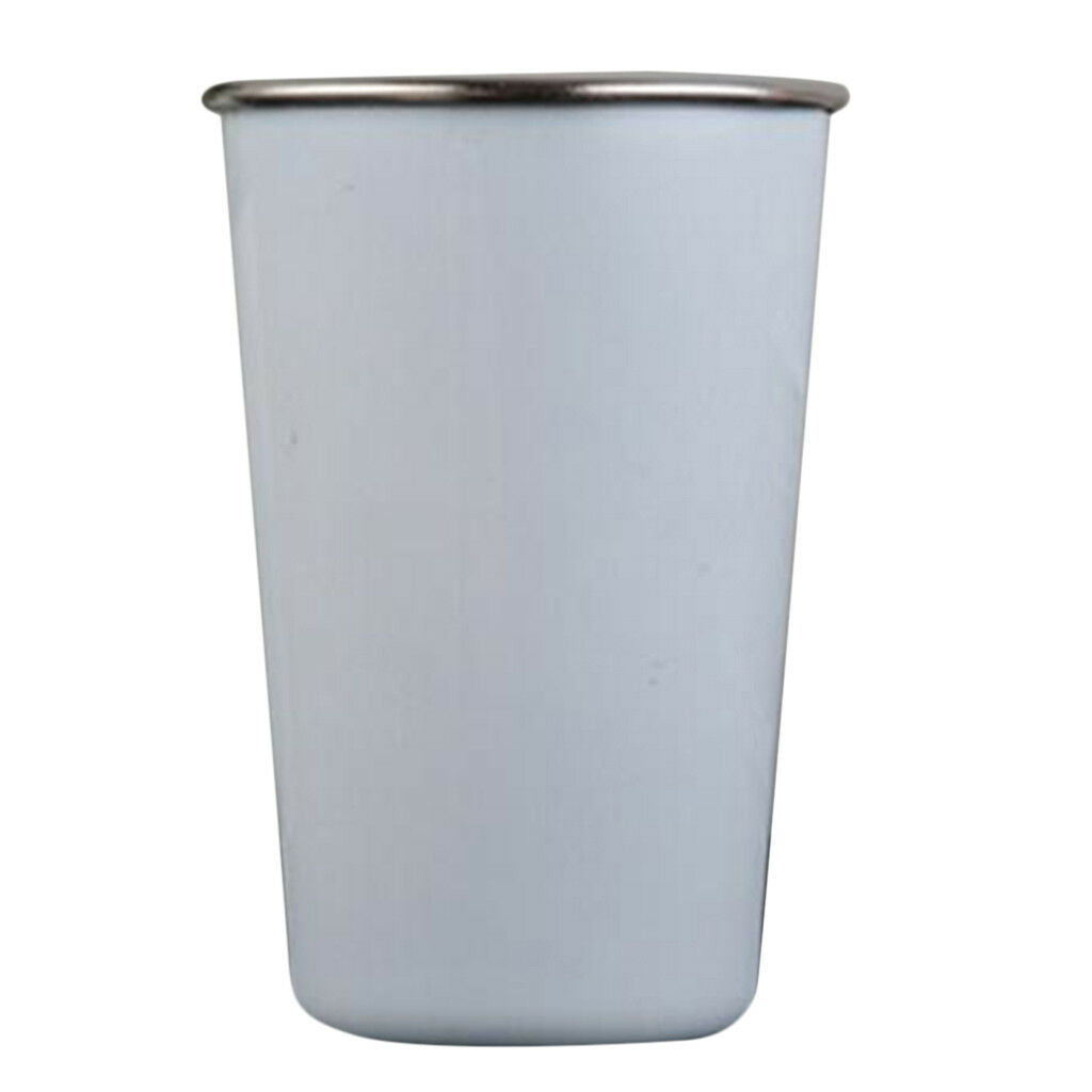 Stainless Steel Pint Cups Water Tumblers Travel Camping Kids Cup White 500ml